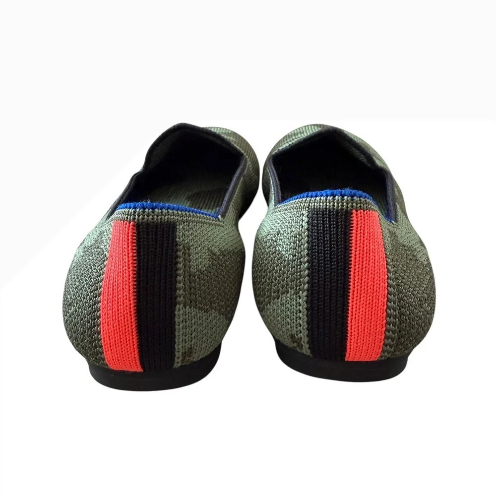 Rothys Kids Loafers Green Camo Knit‎ Slip On Shoes Size K12 004-102